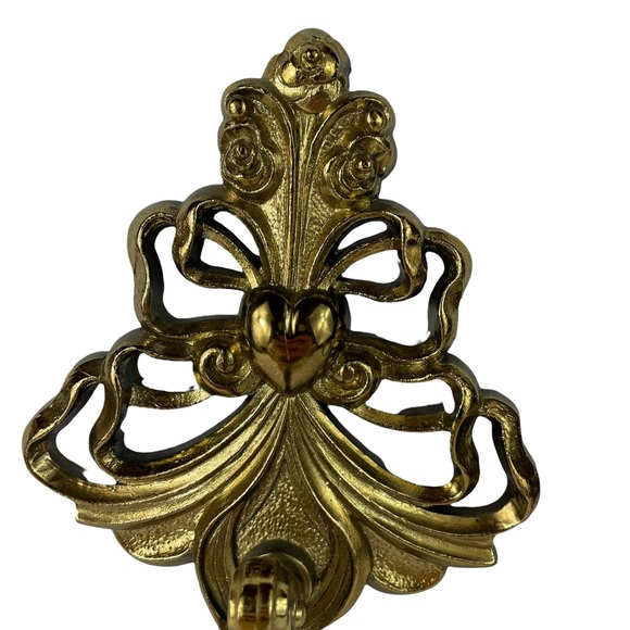 MCM Gold Filagree Wall-Mount Candle Holders Heart Decor Very Clean 8” Tall Homco - Picture 12 of 15